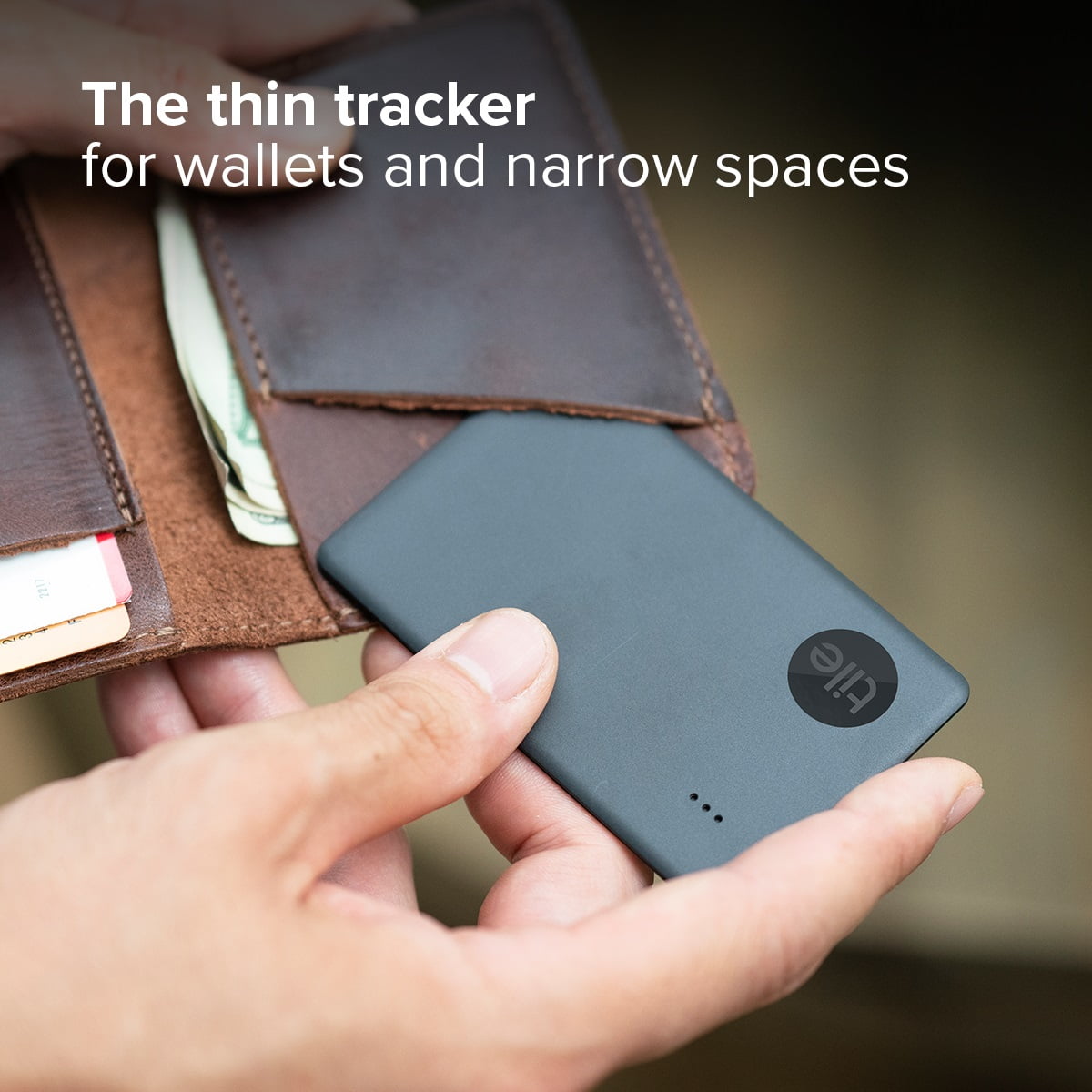 Tile Slim (2022) - 1 Pack - Black - Thin Bluetooth Tracker, Wallet Finder and Item Locator