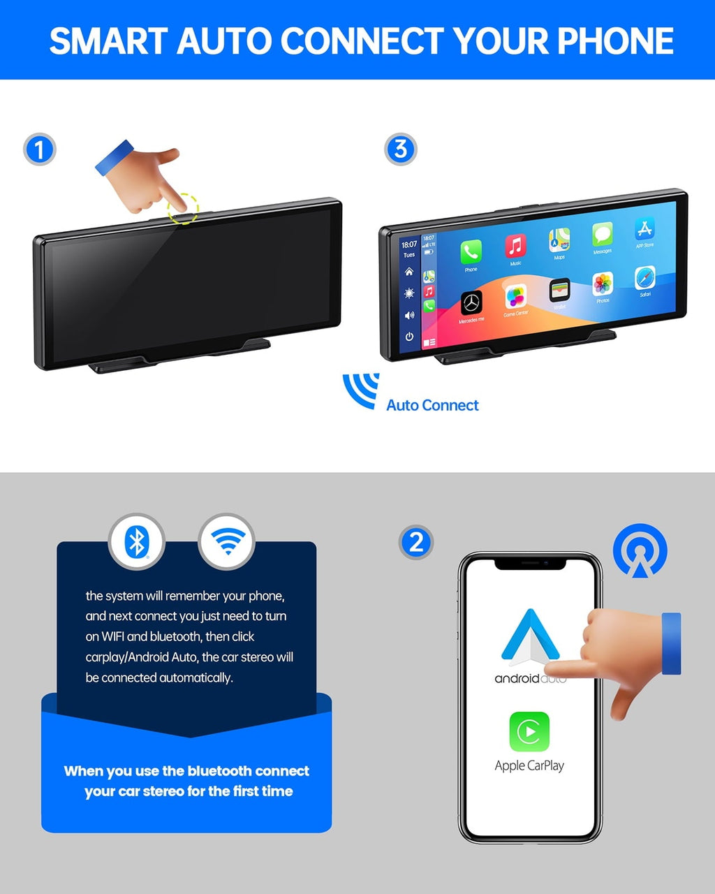 Lamtto 9.26" Touchscreen Wireless Car Stereo Car Radio Receiver GPS Navigation Audio with Apple Carplay Android Auto Support Backup Camera Airplay