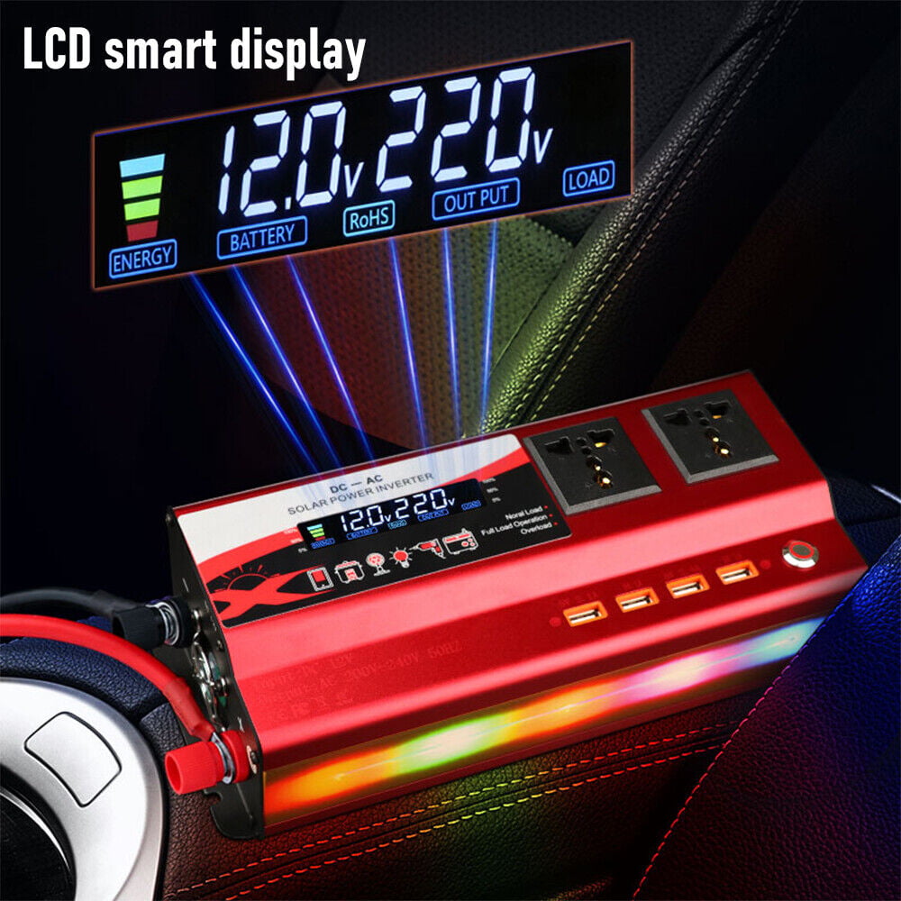 MDHAND 3000/4000/6000W Vehicle Car Power Inverter DC 12V to AC 110V Converter Modified Sine Wave,4 USB Outlets RV Solar Converter LED