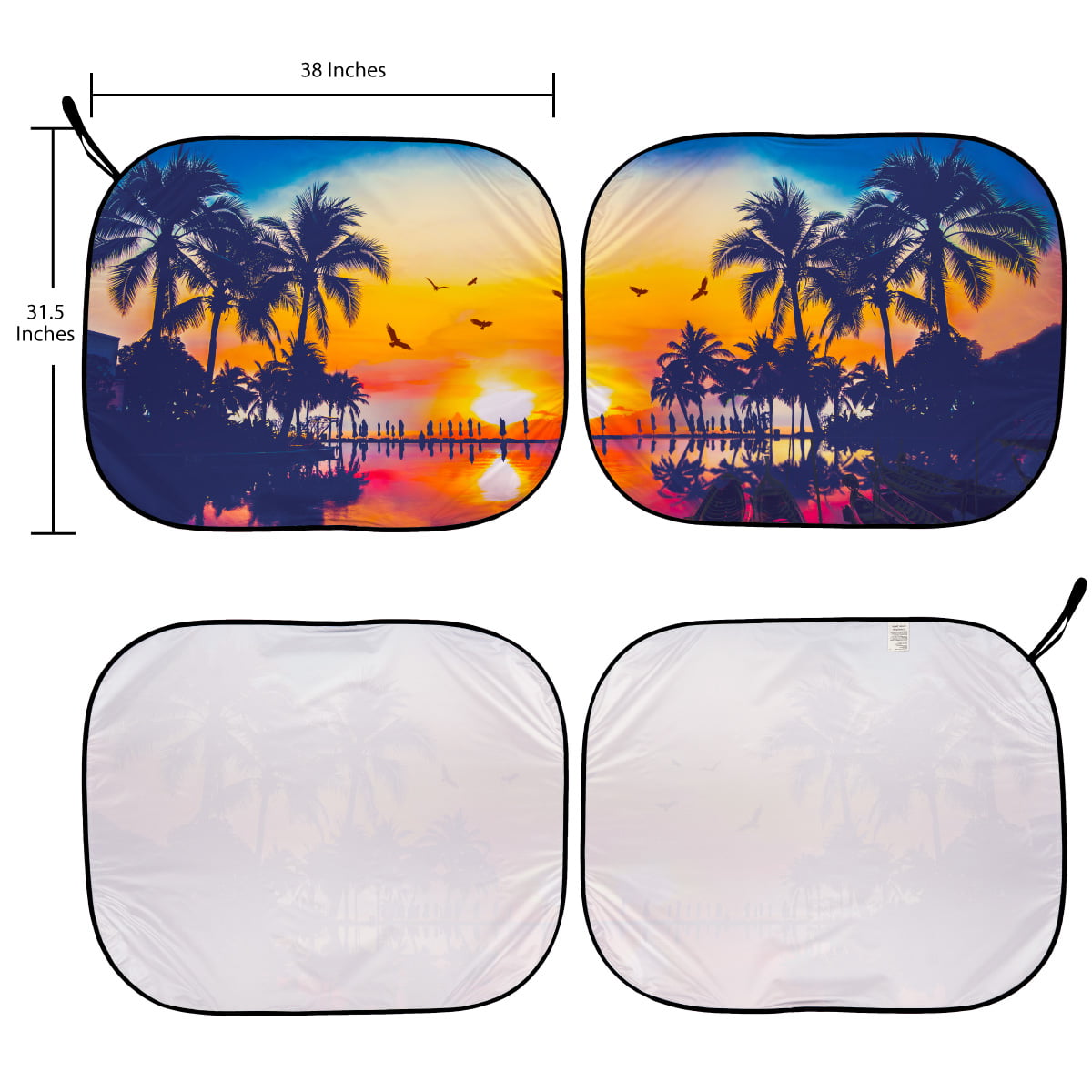 Auto Drive 2 Piece Universal Fit Most Vehicles' Windshield Super Jumbo Tropical Twist Sun Shade, 31.5" x 38"