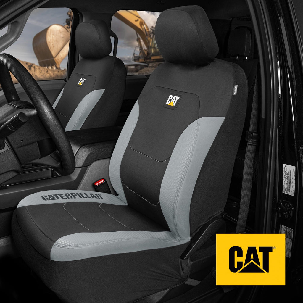 Caterpillar FlexFit Automotive Seat Covers for Cars Trucks and SUV (Set of 2) – Car Seat Covers for Front Seats