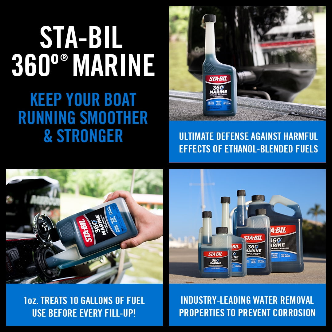 STA-BIL 360 Marine Ethanol Treatment & Fuel Stabilizer - Fuel System Cleaner - Fuel Injector Cleaner - Removes Water- Protects Fuel System - Treats 80 Gallons - 8 Fl. Oz.
