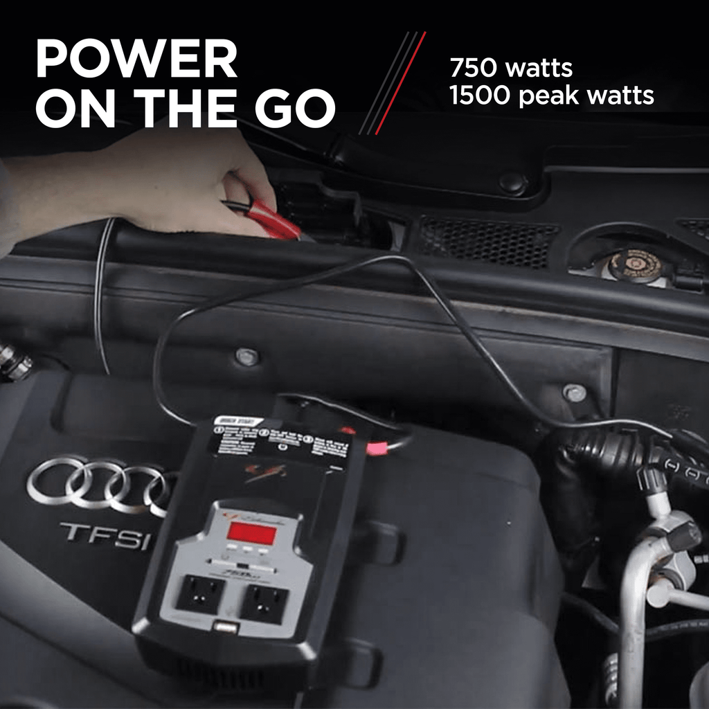 Schumacher 750 Continuous Watt/1500 Peak Watt DC-to-AC Digital Power Inverter – LED Display and Built-in Safety Features
