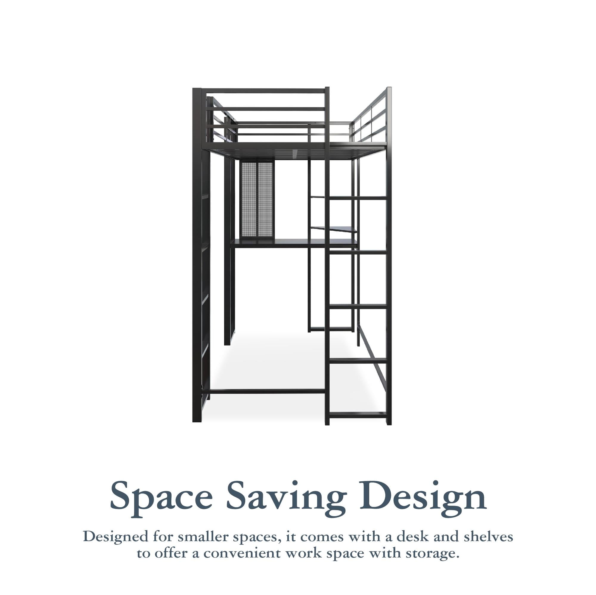 Teen Novogratz Hunter Full Size Metal Loft Bed, Black