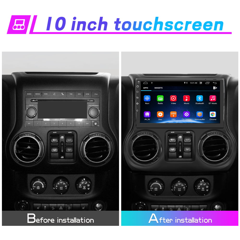 Awesafe Car Radio Stereo 10 inch Touch Screen 1GB+32GB Android 12 for Jeep Wrangler JK 2015-2016 Suppor Wifi Bluetooth GPS Navigation in-Dash Car Multimedia