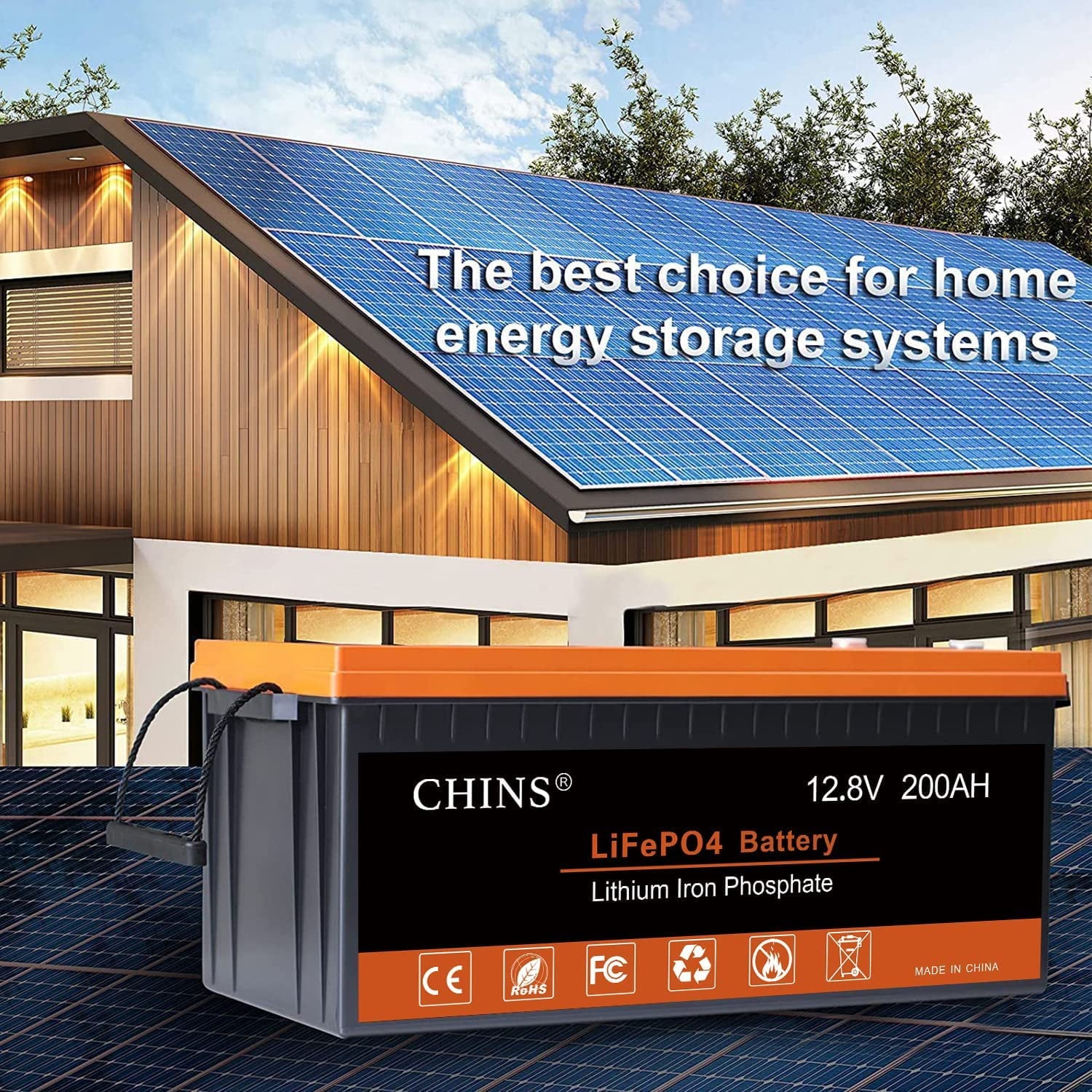 CHINS LiFePO4 Lithium Iron Battery 12V 200Ah for Boat Fishing