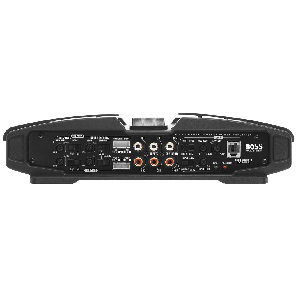 BOSS Audio Systems PV3700 5 Phantom Series Car Audio Amplifier – 3700 High Output, 5 Channel, 2/4 Ohm Stable, Low/High Level Inputs, High/Low Pass Crossover, Full Range, Bridgeable, Subwoofer