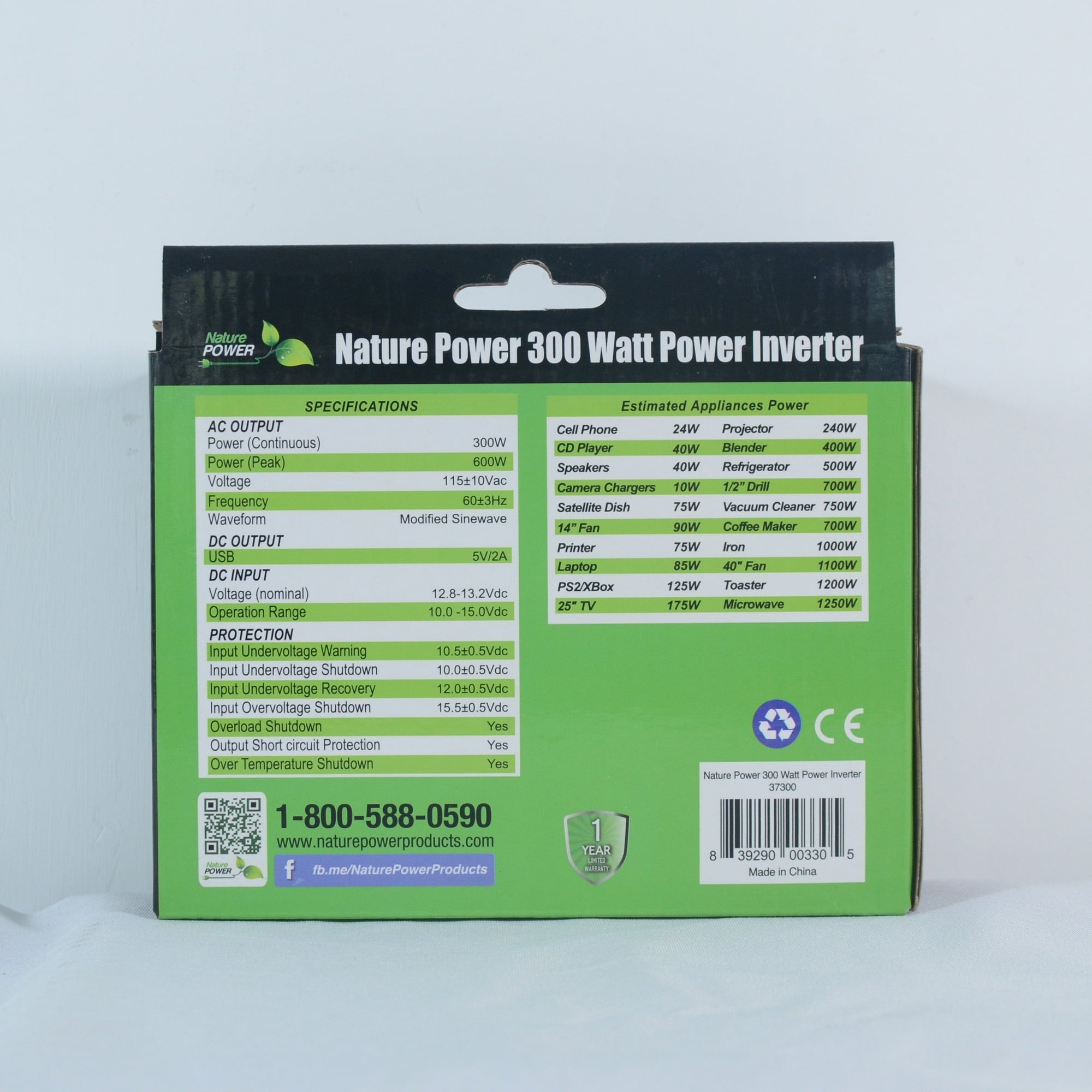 Nature Power (37300) 300 Watt Power Inverter