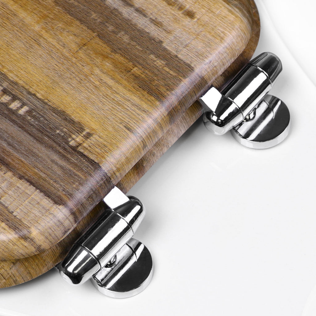 Home Solutions Round Distressed Wood Decorative Toilet Seat