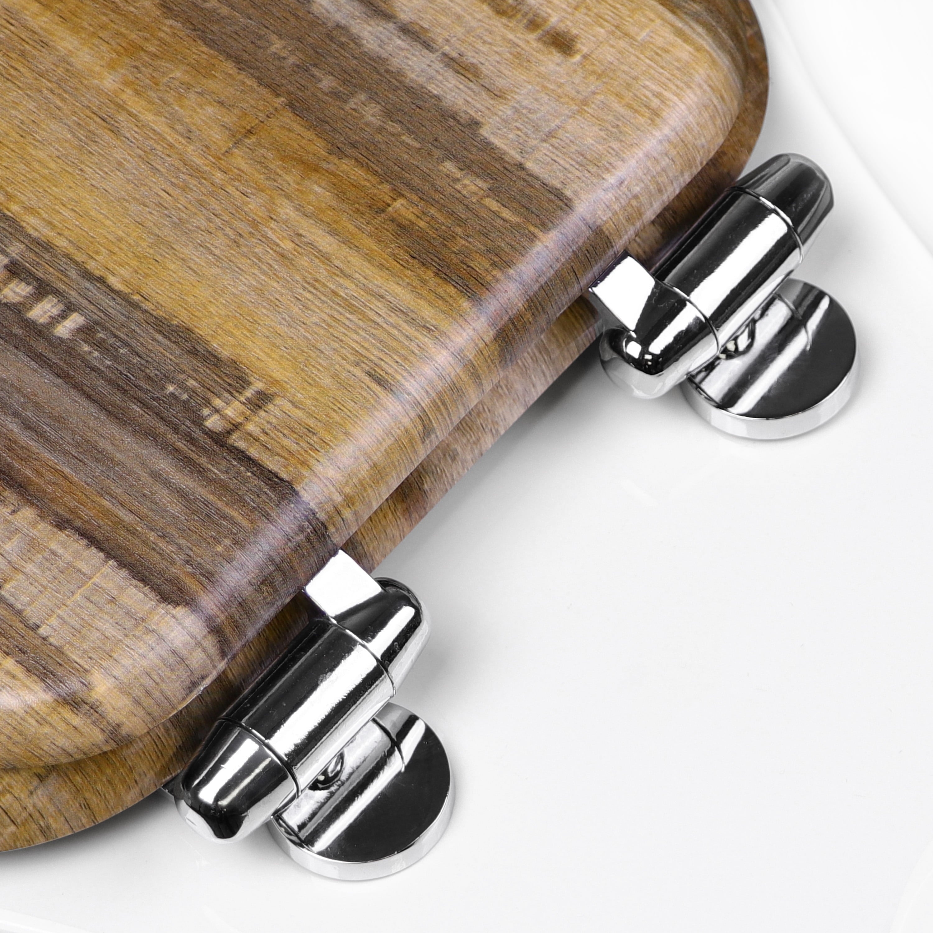 Home Solutions Round Distressed Wood Decorative Toilet Seat