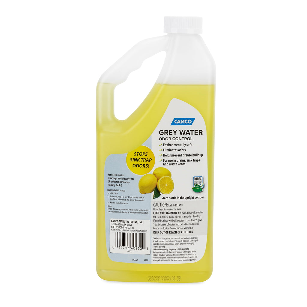 Camco TST Camper/RV Grey Water Odor Control/Holding Tank Deodorizer | Septic Safe Formula | Fresh Lemon Scent, 32oz (40252)