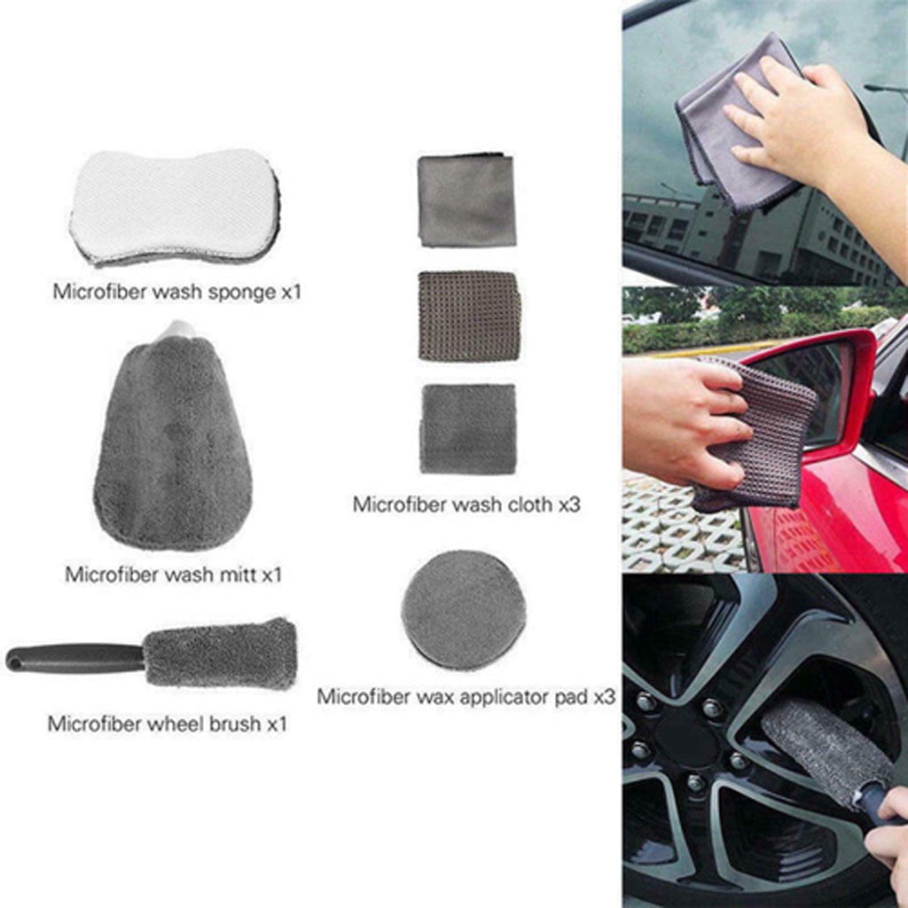 Loopsun Cleaning Supplies 9PCS one set Of Car Wash Cleaning Kit Microfiber Car Detailing Washing Tools