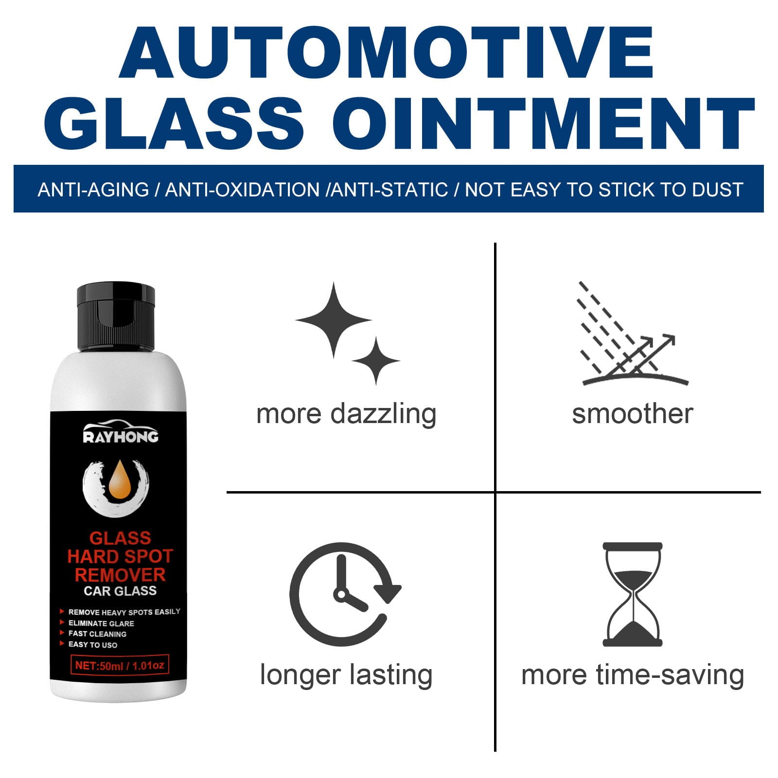 SHENGXINY Household Cleaners Clearance Rayhong Oil Paste For Car Glass, Paste For Deep Cleaning And Polishing Of Glasses, For Removing Spots On The Windshield (50Ml)