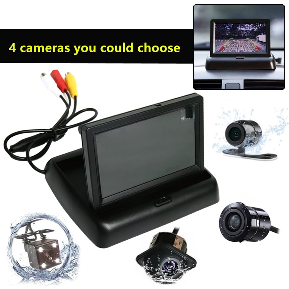 RuiJY 4.3inch LCD 12V Folding Display Car Rear View Backup Reverse Camera Monitor