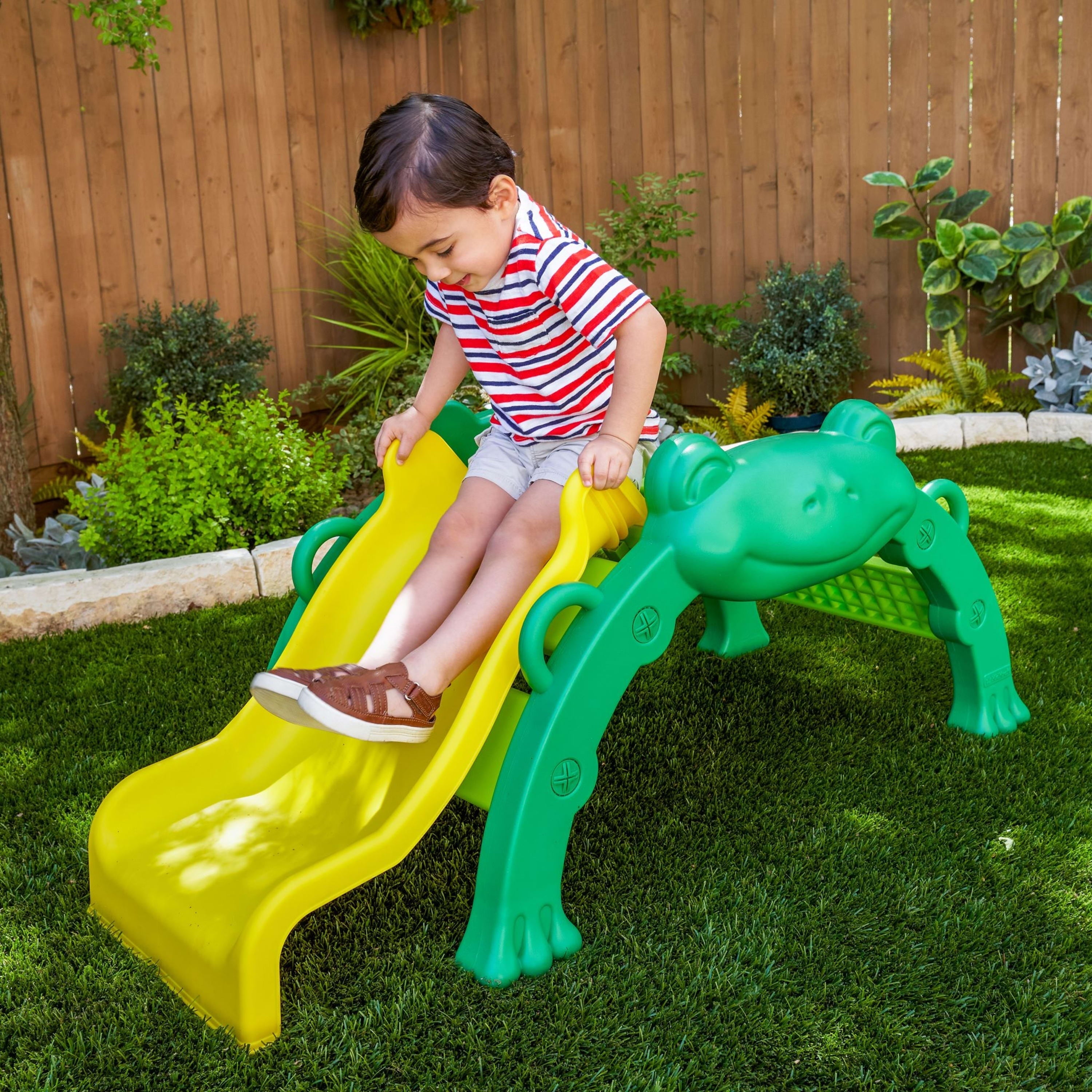 KidKraft Hop and Slide Frog Toddler Climber for Indoor/Outdoor, Green, For Ages 1.5-3 Years
