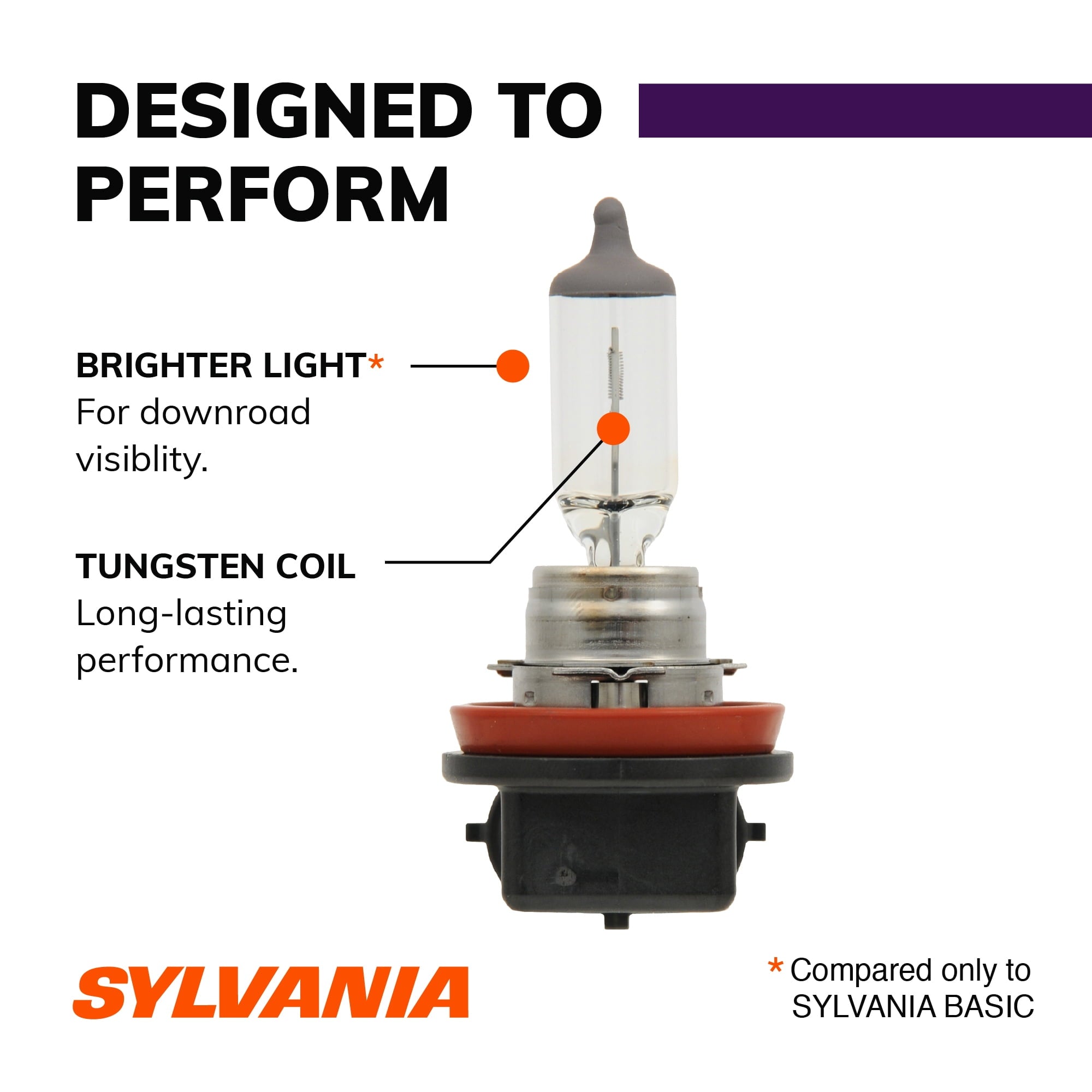 Sylvania H11 XtraVision Halogen Headlight Bulb, Pack of 2