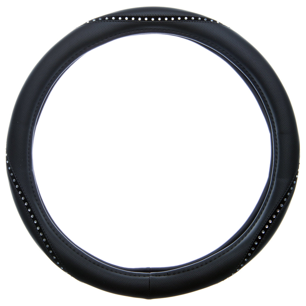 Custom Accessories Black Steering Wheel Cover with White Bling Accent