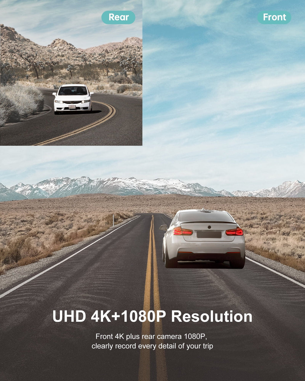 iZEEKER 4K Dash Cam Front and Rear Wi-Fi GPS, 4K+1080P Dual Dash Camera for Cars, 3'' IPS Touchscreen, WDR, Night Vision, Parking Mode, G-Sensor, 2 Mounting Options