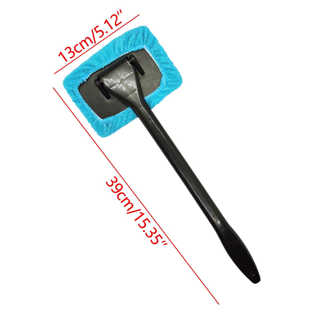 Herrnalise Windshield Cleaning Tool Car Window Cleaner with Extendable Long Handle Washable Reusable Microfiber Pads Auto Interior Exterior Glass Wiper Cleaning Kit Universal for Office and Home