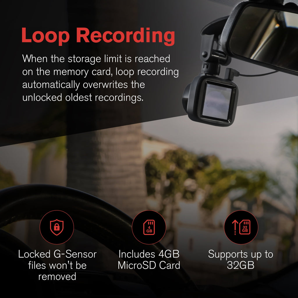 YADA 1080p Roadcam 120 Degree Wide Angle Lense, 2.2" LCD screen, G-Sensor Technology with Park and Record Mode, Loop Recording