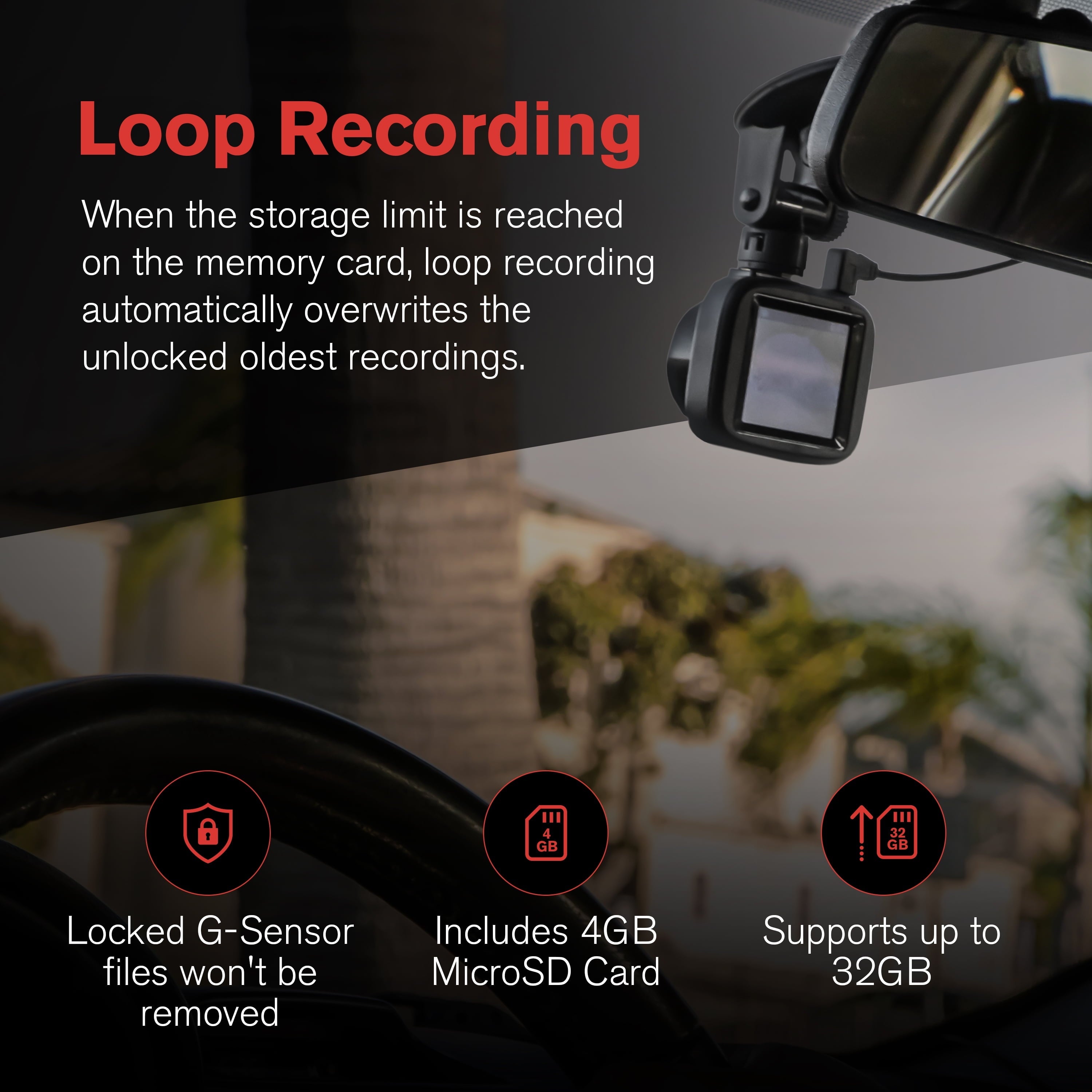 YADA 1080p Roadcam 120 Degree Wide Angle Lense, 2.2" LCD screen, G-Sensor Technology with Park and Record Mode, Loop Recording