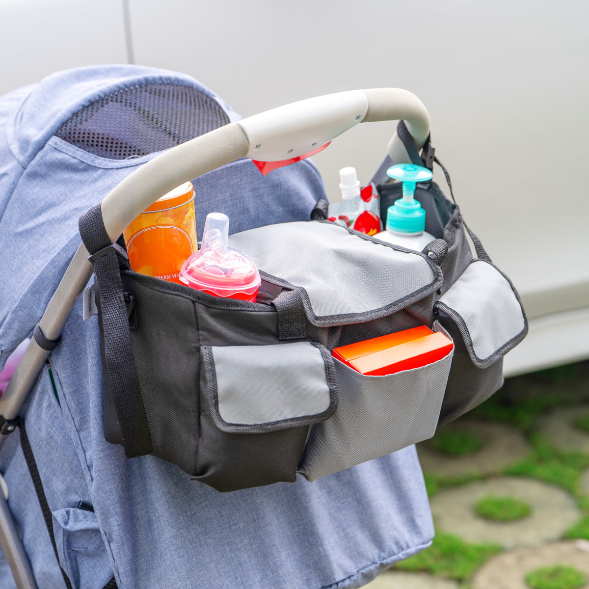 Auto Drive Gray Universal Portable Car Seat Organizer Bag