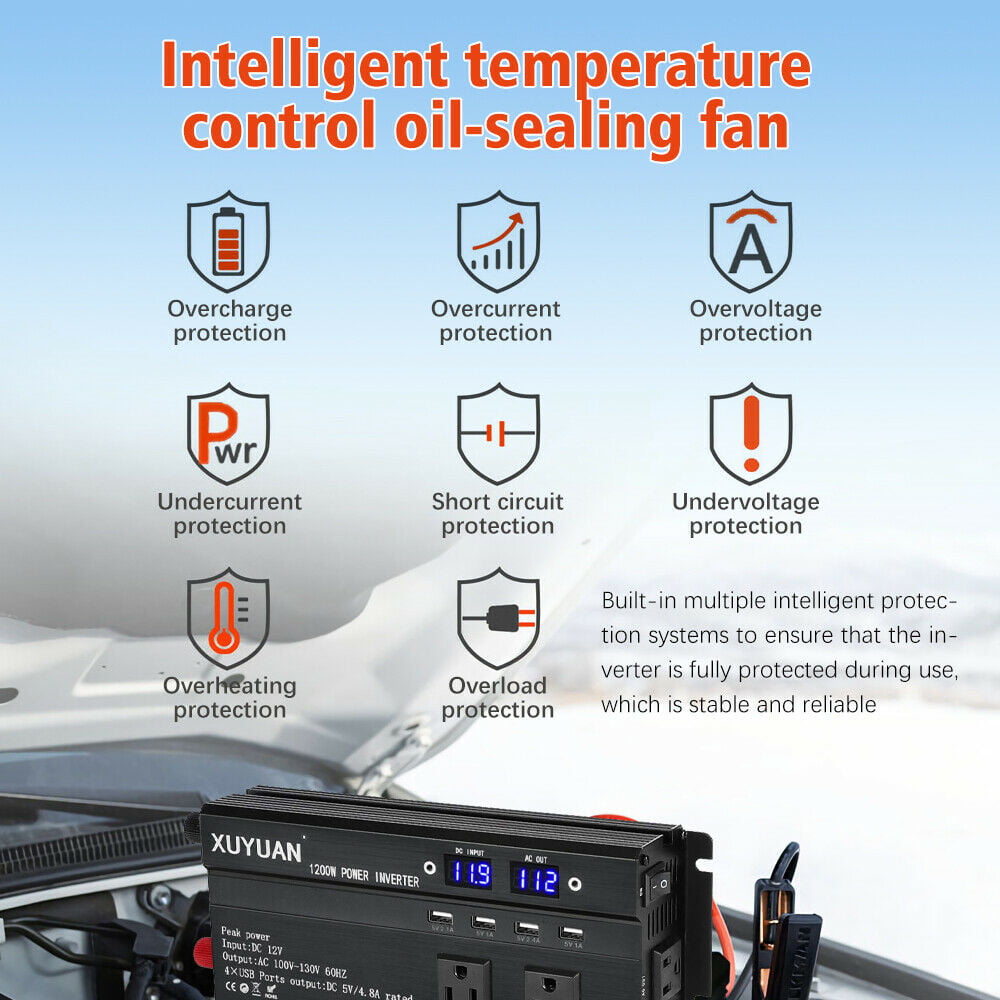 DFITO 3000 Watt Power Inverter DC 12V/24V to 110V AC Car Converter for Car RV Truck Boat Travel Camping