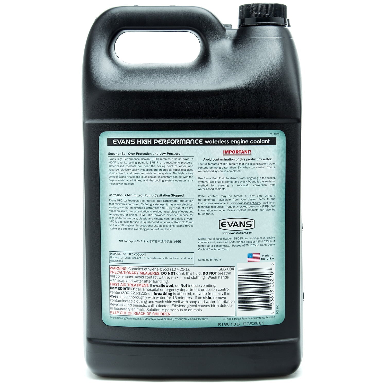 Evans Cooling Systems EC53001 High Performance Waterless Engine Coolant, with Funnel 128 fl. oz.