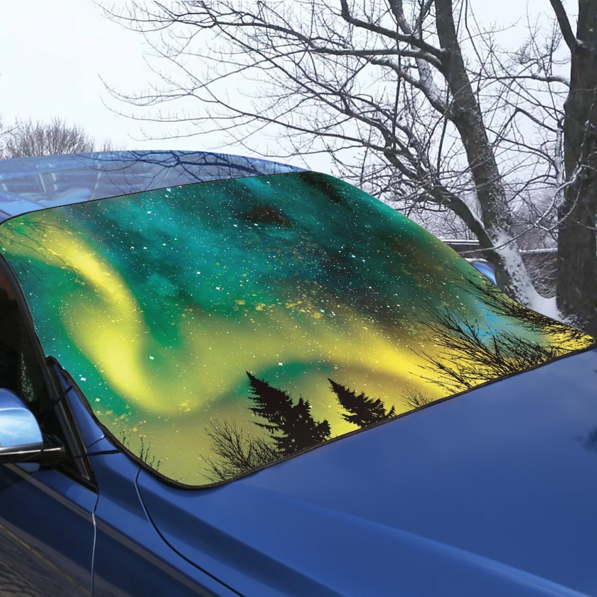 HOTYD Starry Sky Car Windshield Snow Covers Aluminum Film Material Waterproof Corrosion-Resistant Trucks SUVs Auto Vehicl 55.9x37.7 inches