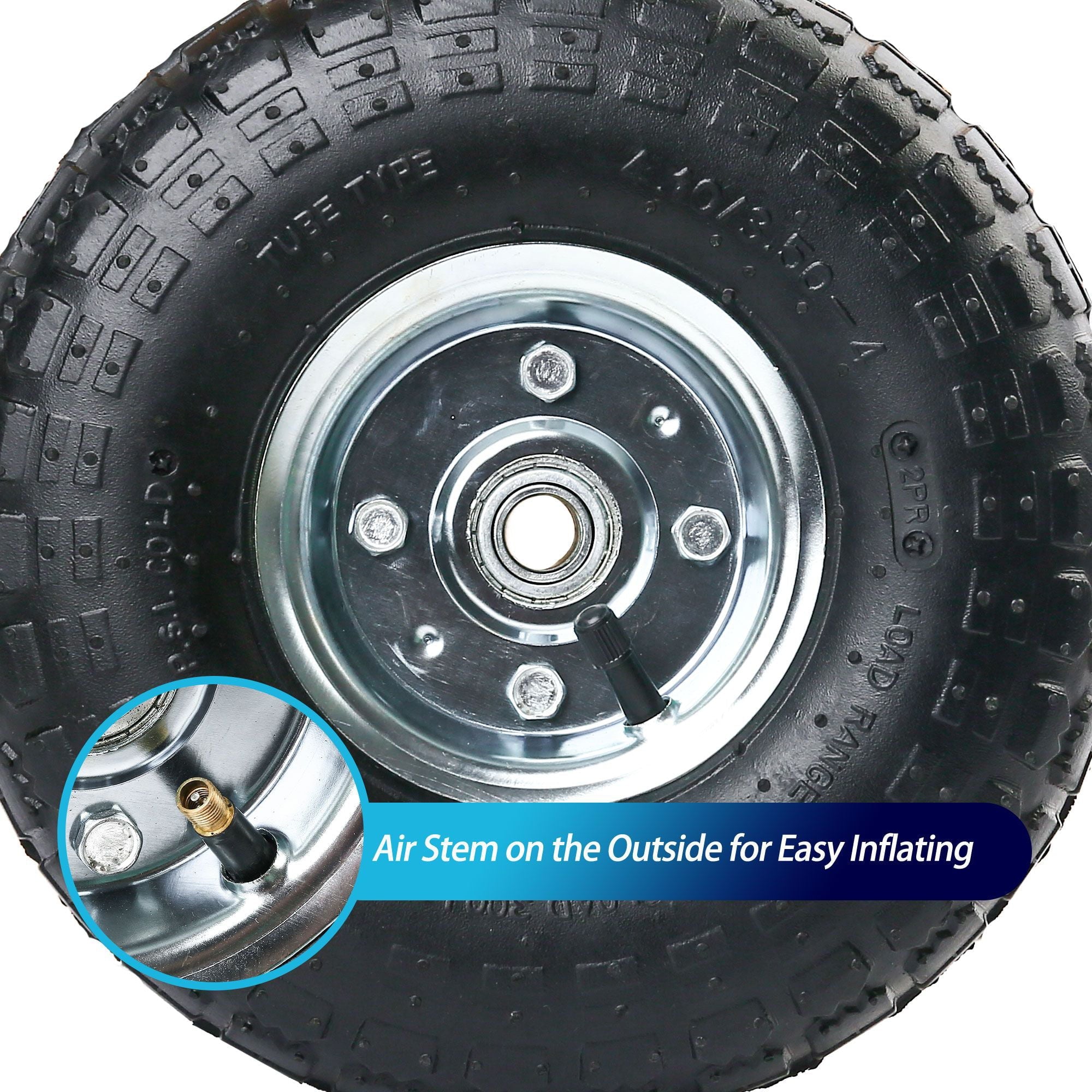 LotFancy 10 in Tire, 4.10/3.50-4 Solid Tyre Wheels Wear-Resistant Corrosion-Resistant for Hand Truck Gorilla Cart Garden Wagon Trolley Dolly Replacement Tire, 2 Pack