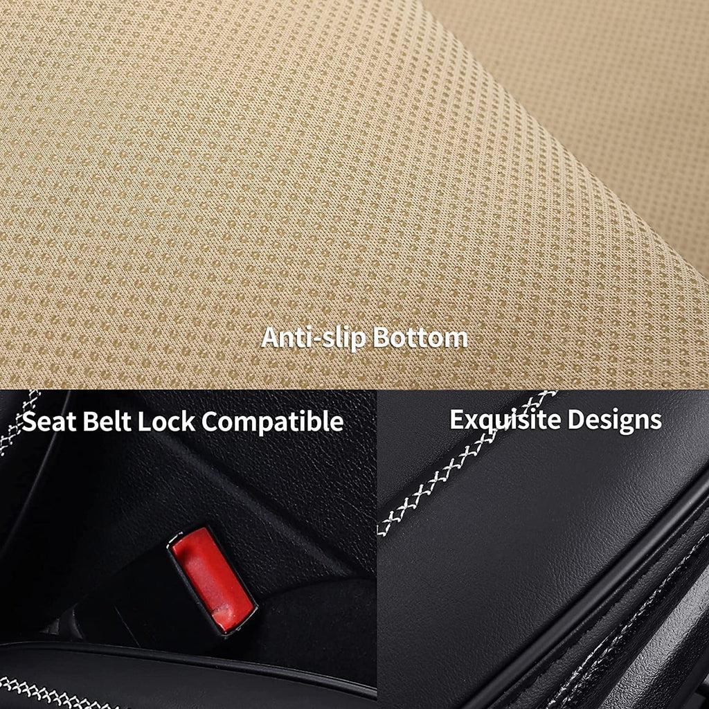 Coverado Front Seat Covers, Waterproof Leatheratte Car Seat Protector 2 Pieces, Protective Seat Cushions Universal Fit Most Vehicles, Sedans, SUVs, Trucks and Vans, Line Pattern