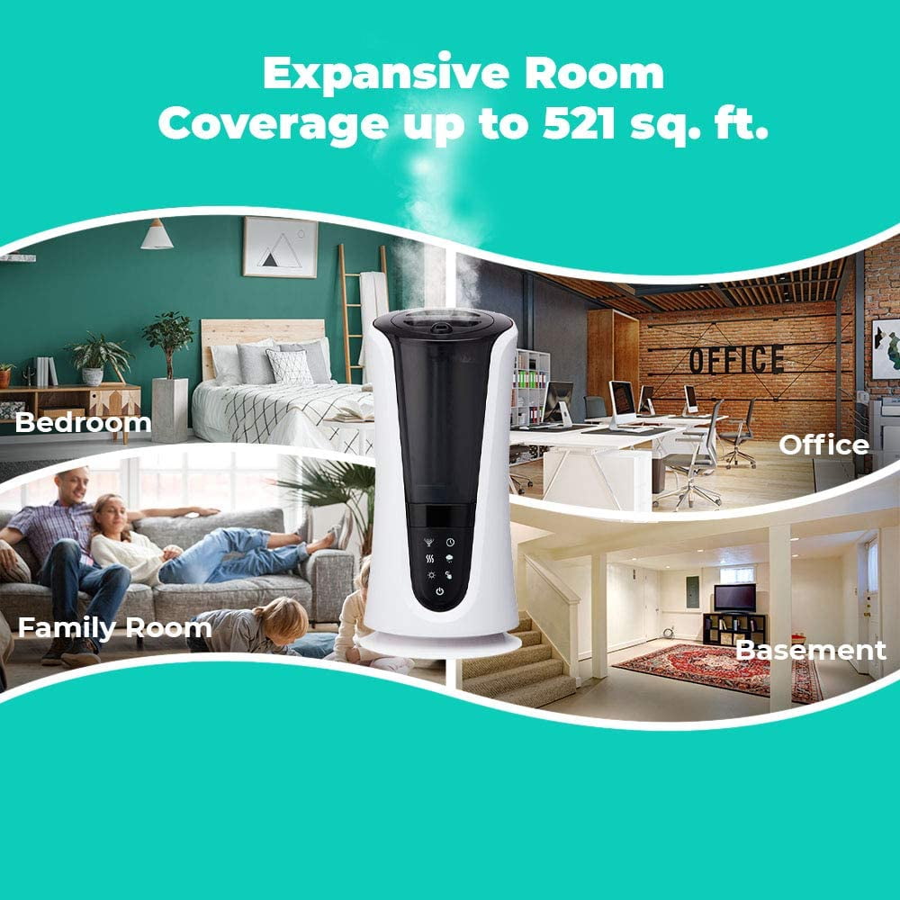 Homedics Total Comfort Deluxe Top Fill Warm & Cool Ultrasonic Humidifier, Programmable Humidistat with Night-Light and Aromatherapy, 521 ft sq. Coverage Area
