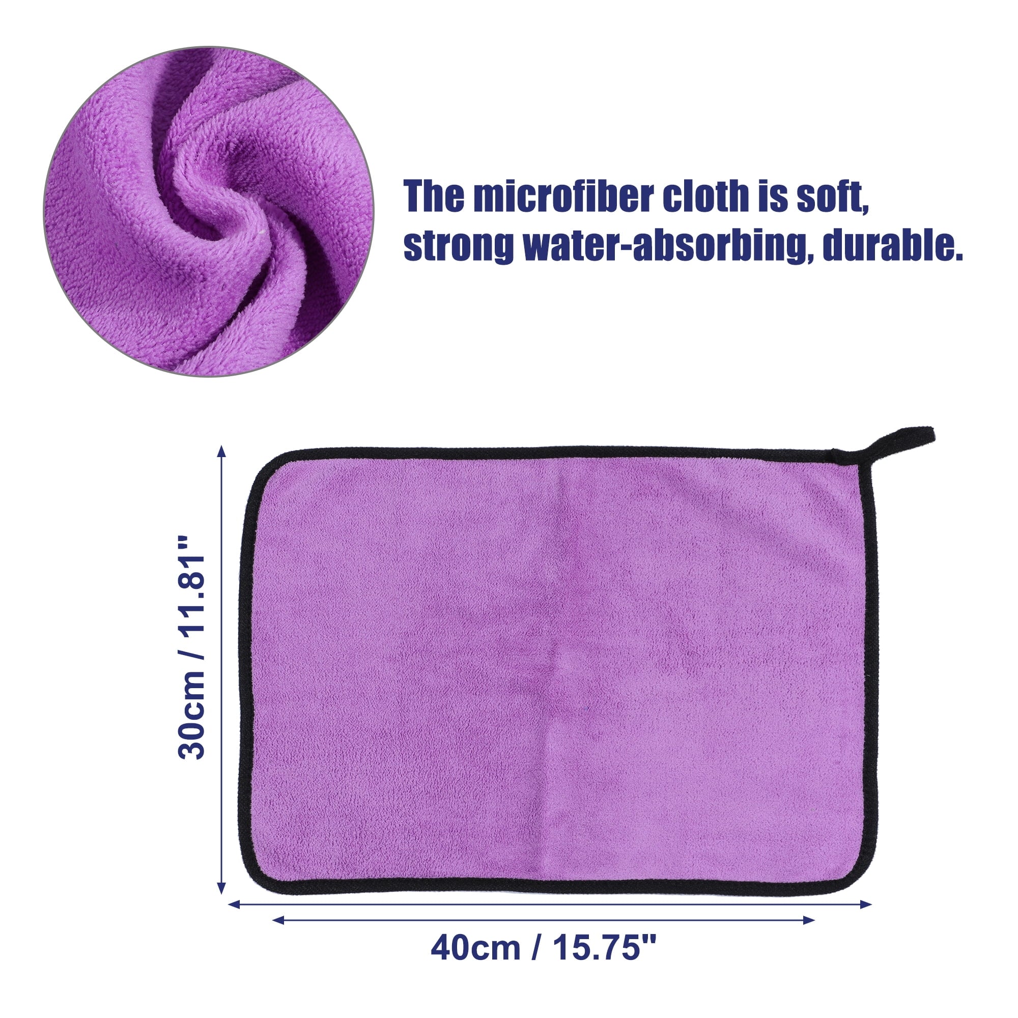 Unique Bargains 2pcs Microfibre Car Drying Towel 30 x 40cm 600GSM Highly Absorbent Car Cleaning Cloth Grey Purple