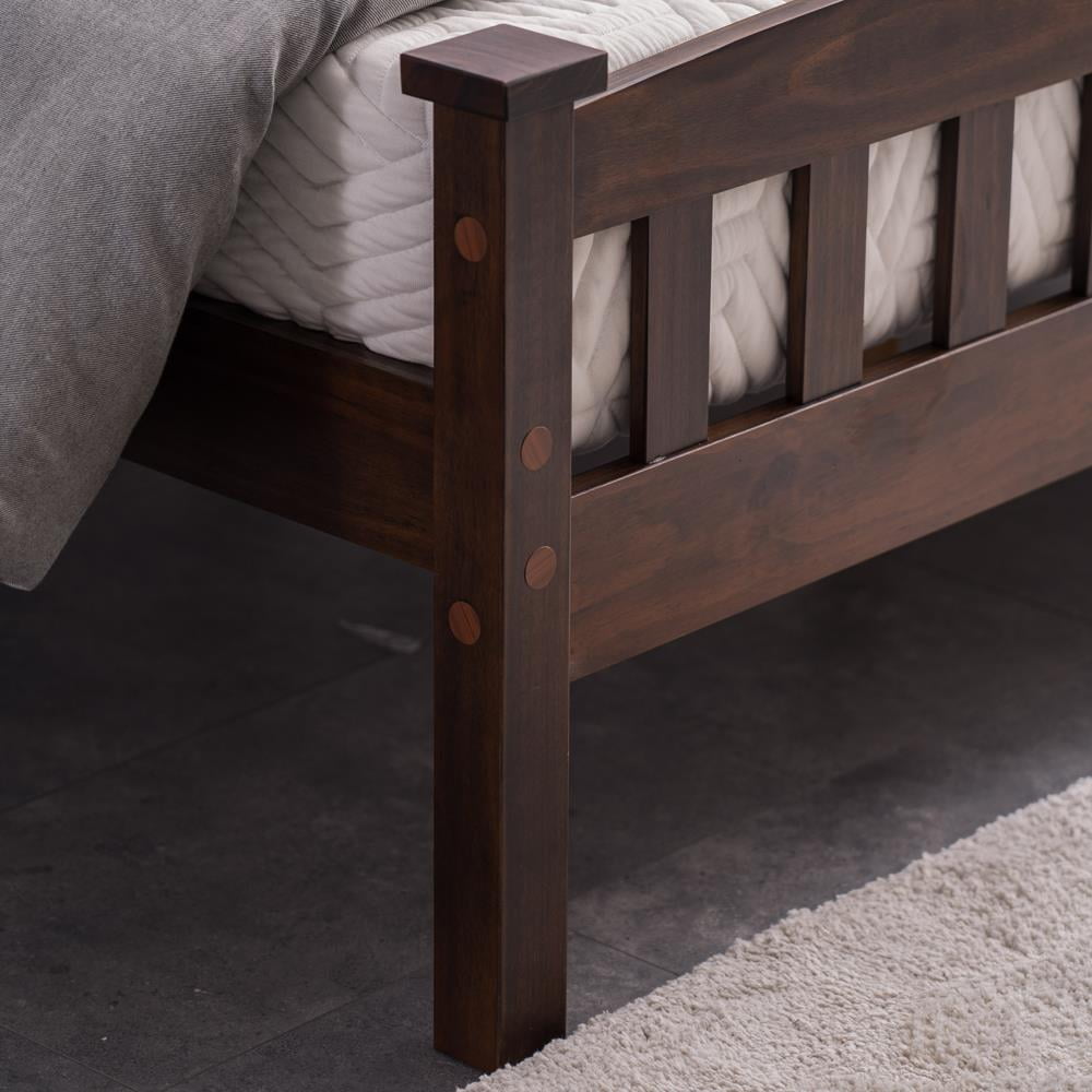 UBesGoo Wood Platform Bed with Headboard And Footboard,Walnut Full
