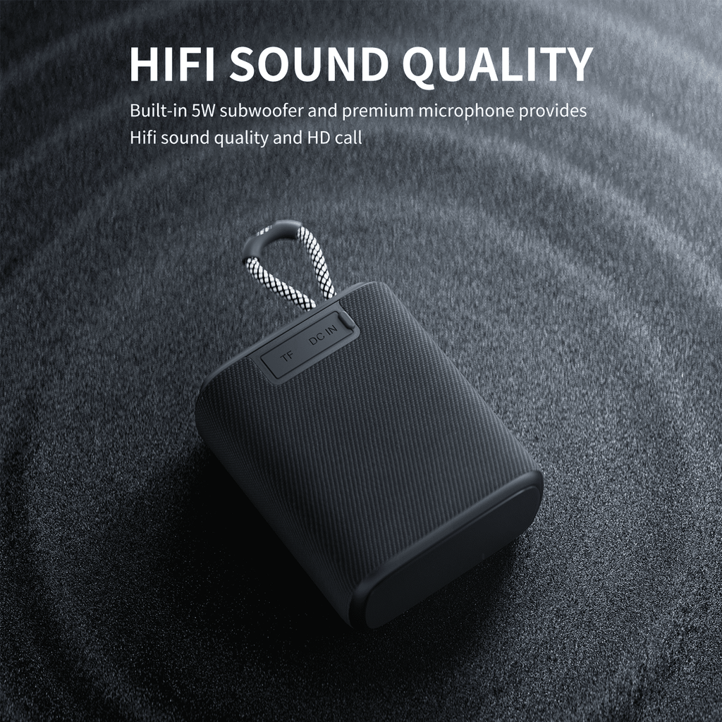 Portable IPX7 Waterproof Bluetooth Speaker, Shower Speaker FM Radio with HD Sound,Outdoor Speaker, TF Card SD Aux, 8H Playtime, True Wireless Stereo,Black