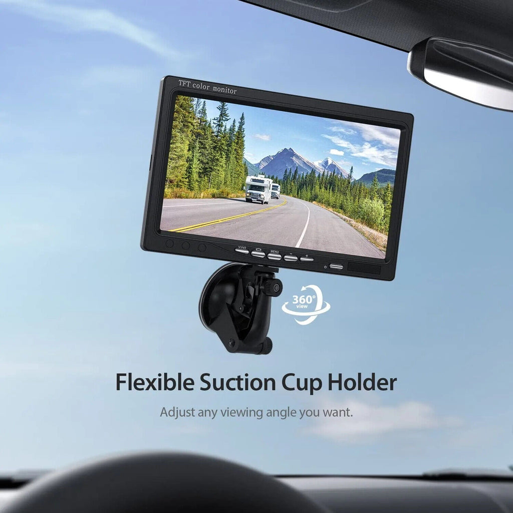 eRapta Backup Camera 7'' 1080P Front & Rear View Monitor Back up Camera for Car or Truck IP69 Waterproof Night Vision DIY Grid Lines AY7