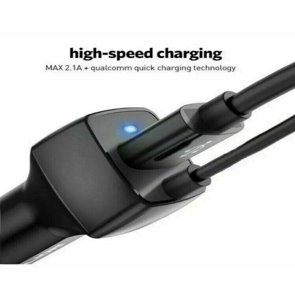 USB Car Charger For iPhone 13 12 11 Pro Max 8 7 + Fast Charging With Extra Cable (4.9ft)