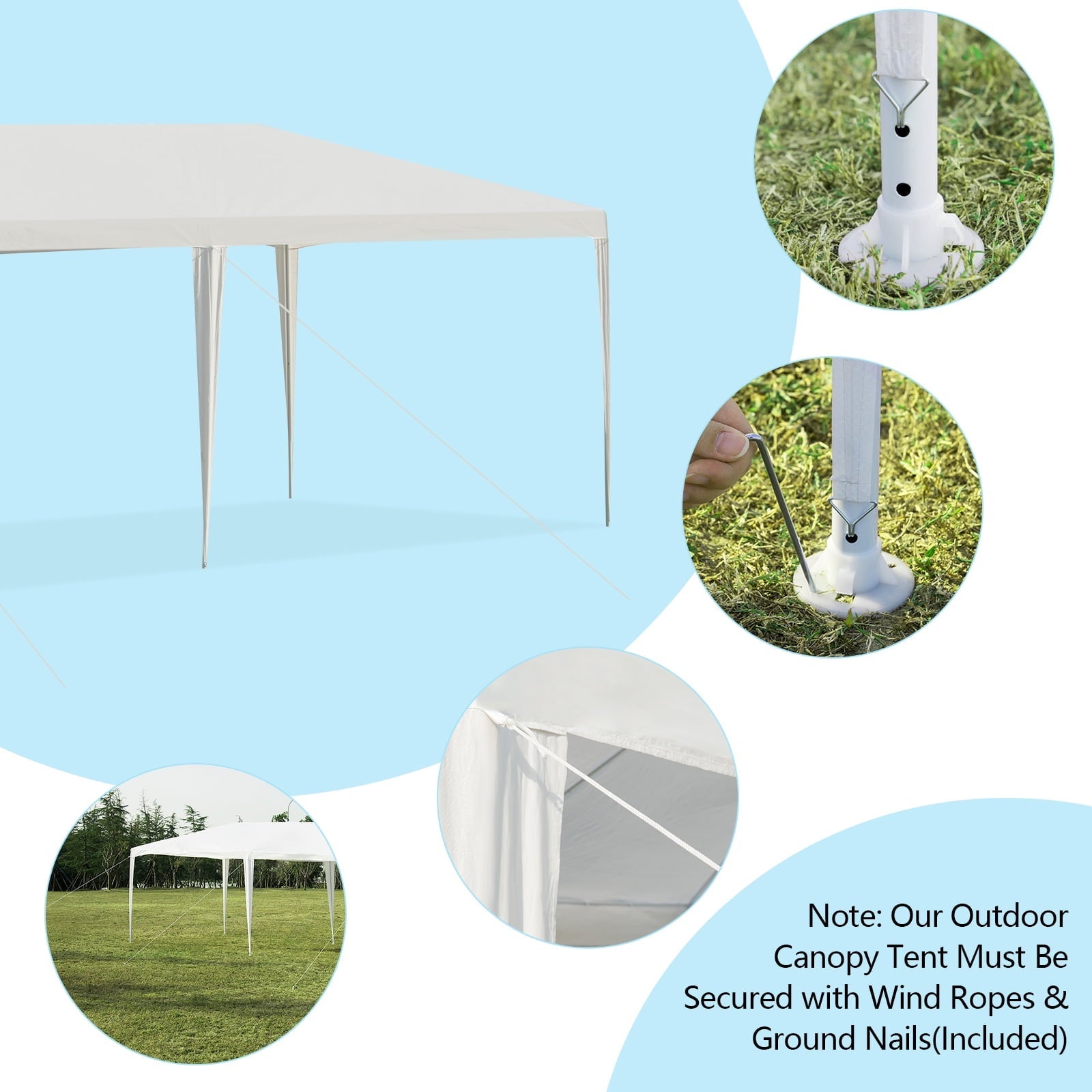 Costway 10'x30' Party Wedding Tent Canopy Heavy duty Pavilion 5 Sidewall