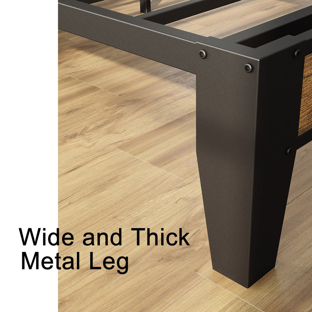 LIKIMIO Queen Bed Frame, Storage Headboard with Charging Station, Solid and Stable, Noise Free, No Box Spring Needed, Easy Assembly