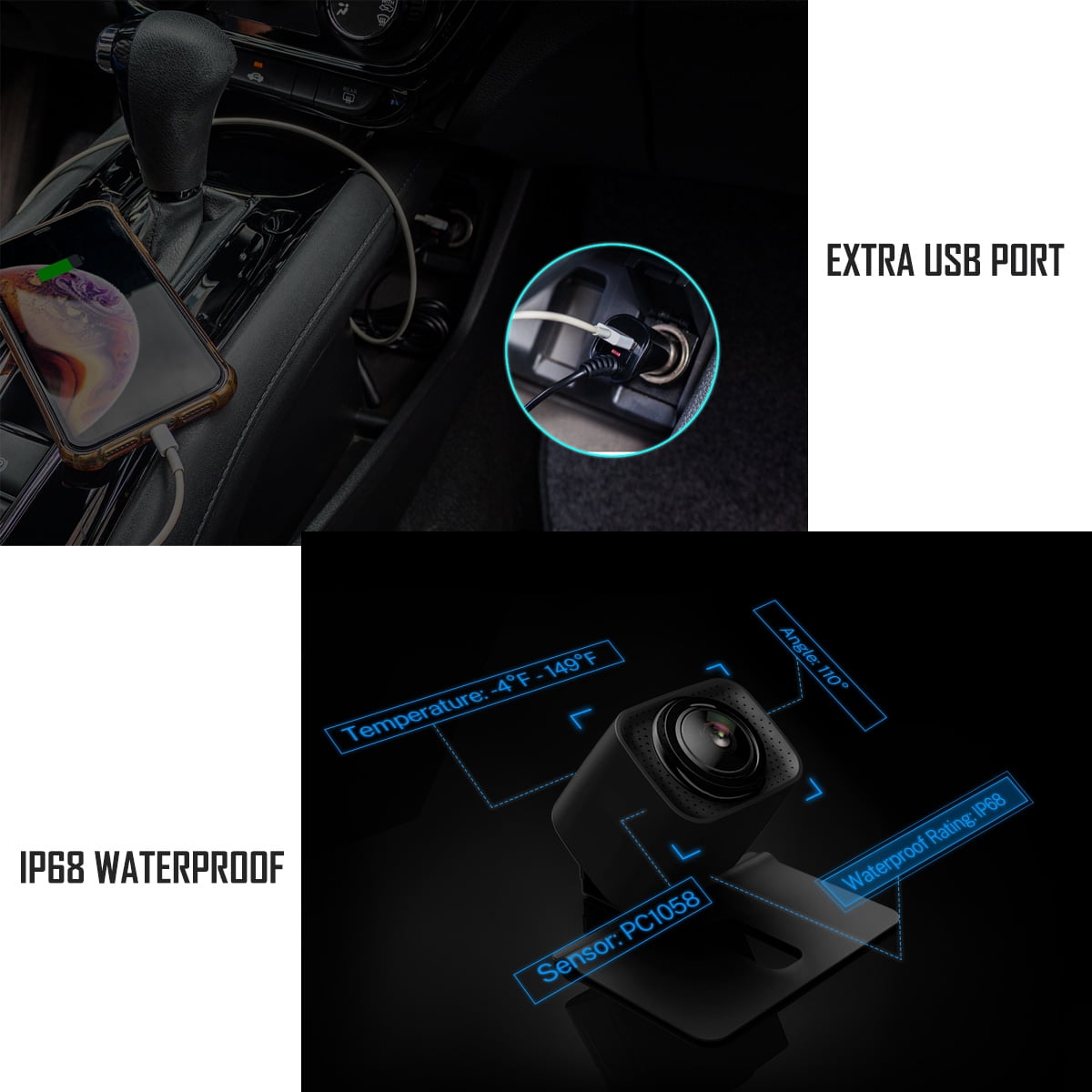 Wireless Backup Camera for Trucks, Waterproof Reversing Camera  Easy Installation, Vehicle Digital BackUp Camera System Wireless Rear View Camera for Trailer