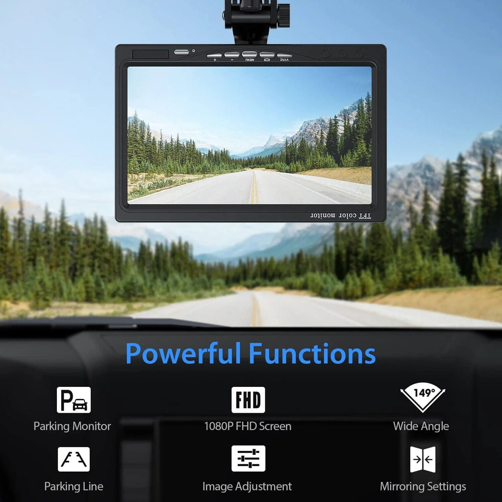 eRapta Backup Camera 7'' 1080P Front & Rear View Monitor Back up Camera for Car or Truck IP69 Waterproof Night Vision DIY Grid Lines AY7