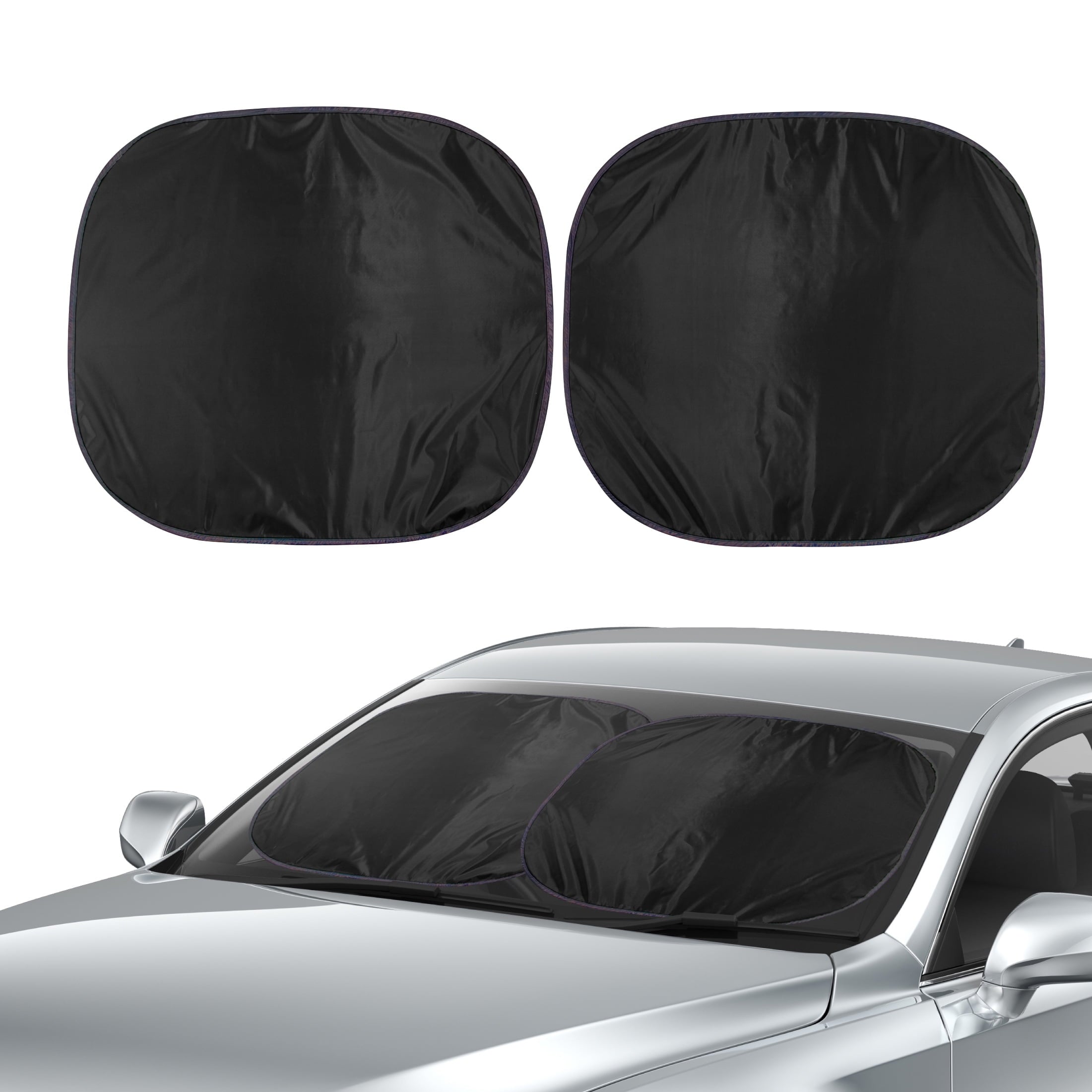 Auto Drive Black Twist Sunshade for Automotive Windshield 1 Pair, 28.5" x 31.5"