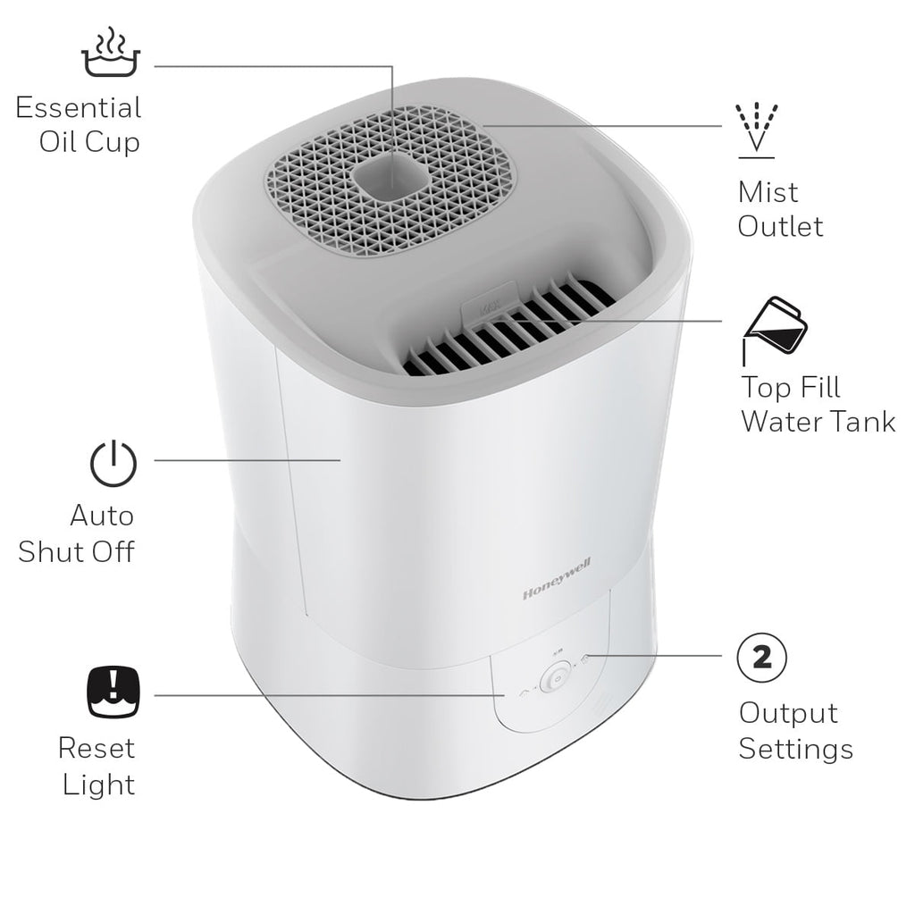 Honeywell 1.5 gal. 500 sq. ft. Filter Free Warm Mist Humidifier with Essential Oil Cup, White, HWM440W