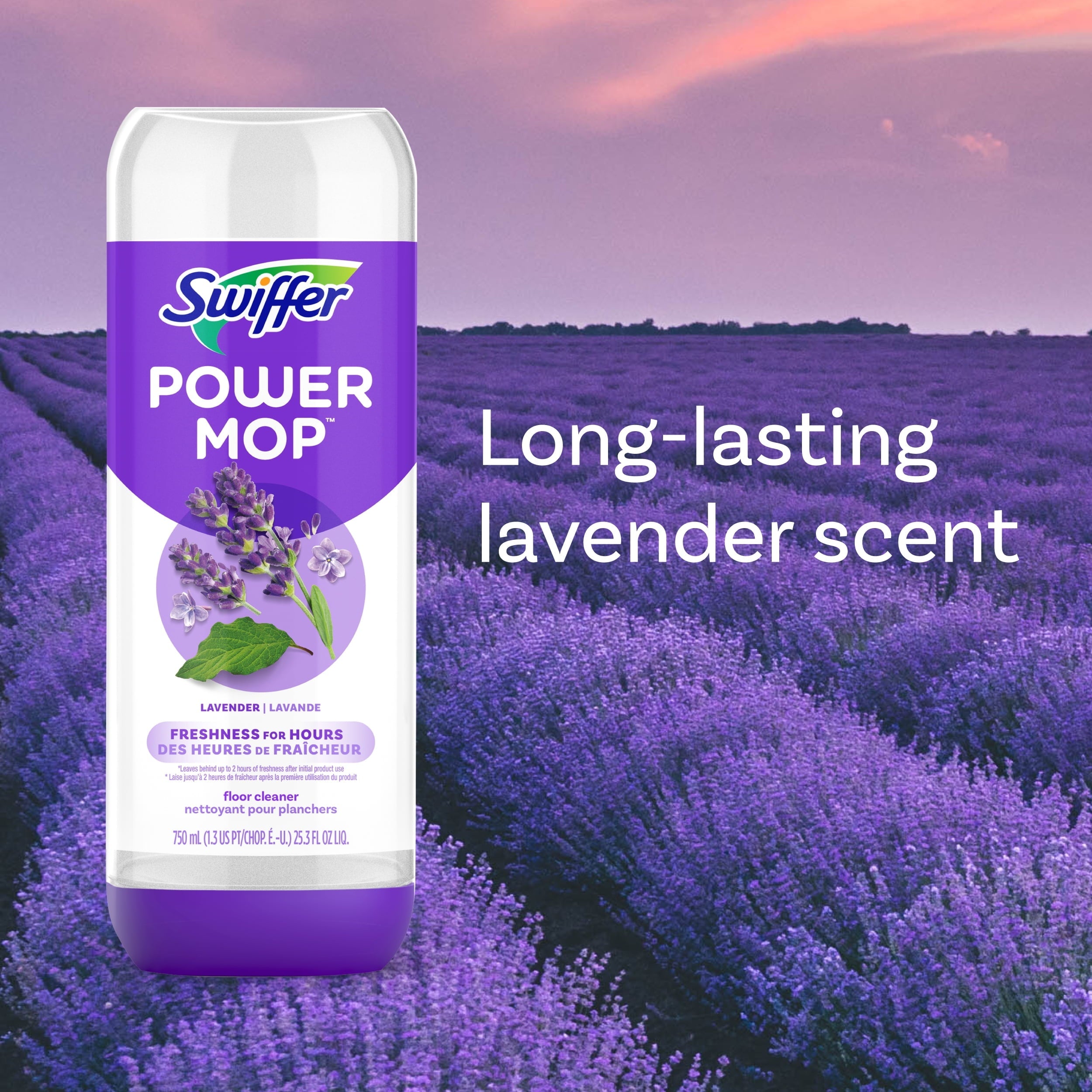 Swiffer PowerMop Liquid Floor Cleaner Solution, Lavender, 25.3 oz, 2 Pack