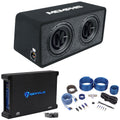 Memphis Audio PRXE12D2 1200w Dual 12" Subwoofers+Enclosure Box+Amplifier+Amp Kit