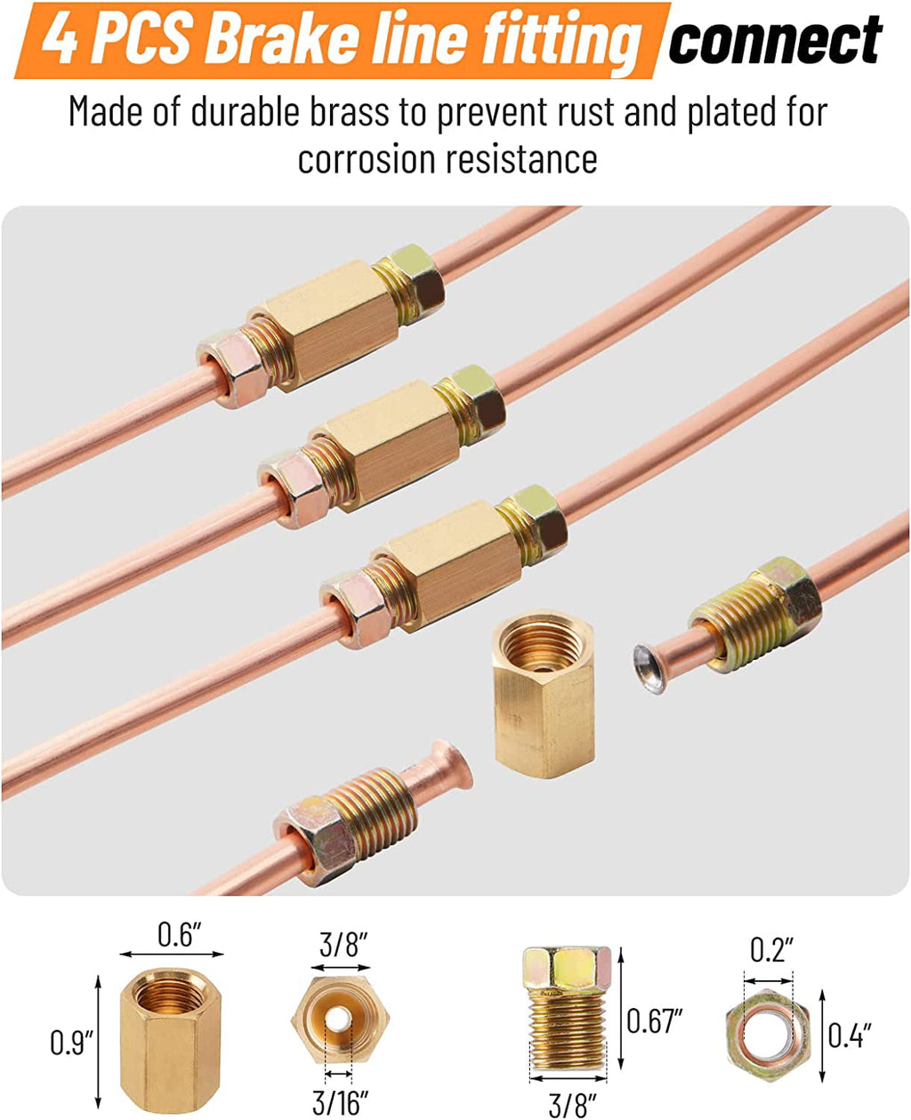 25ft of 3/16 Brake Line Kit,  Copper Coated with Double & Single Flaring Tool Set