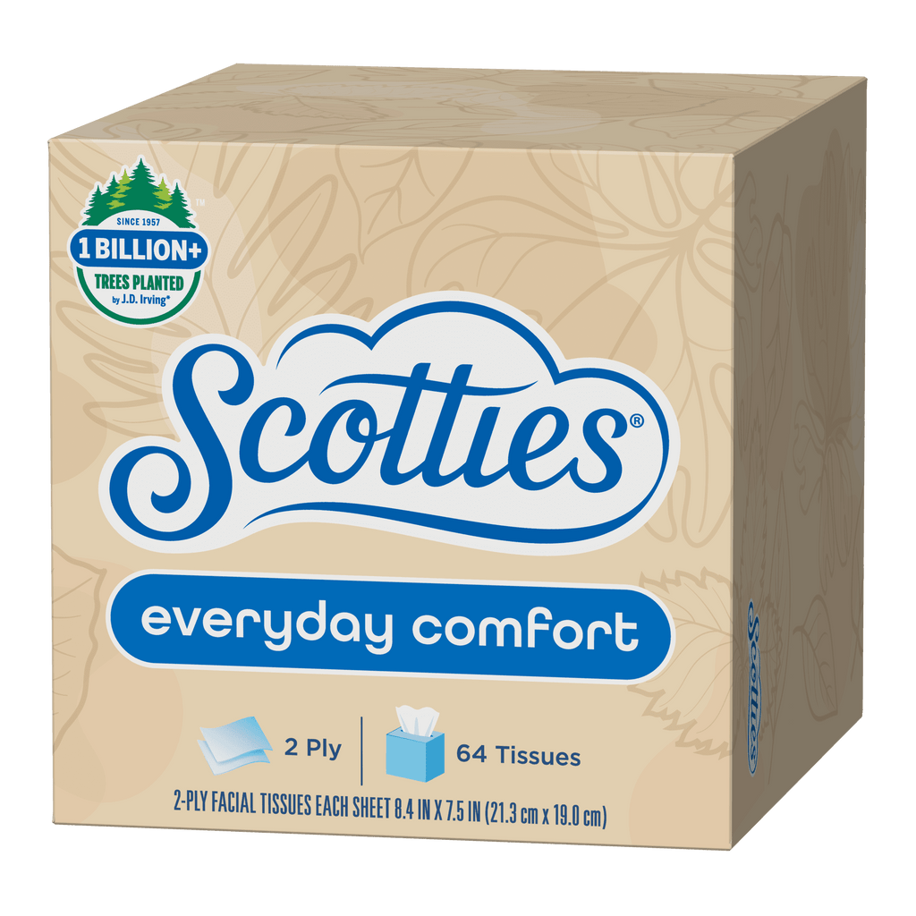 Scotties Everyday Comfort Facial Tissues, 64 Tissues per Box, 4 Cube Packs (256 Total Tissues)