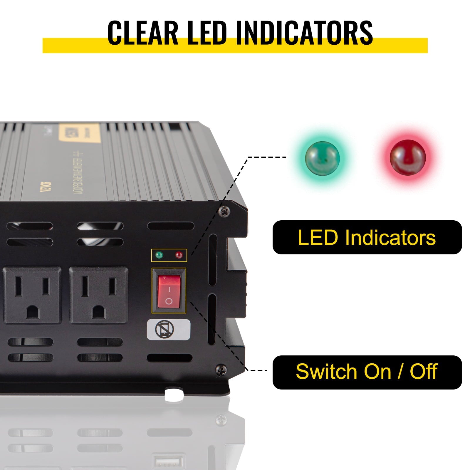 VEVOR Power Inverter 2300W Modified Sine Wave Inverter DC 24V to AC 120V Car Converter with LCD Display Remote Controller LED Indicators AC Outlets Power Inverter for Car RV Truck Boat Travel Camping