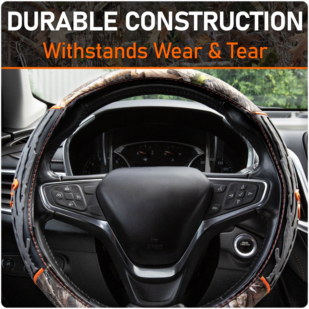 TrueTimber Steering Wheel Cover, Kanati Camo with Orange Accent
