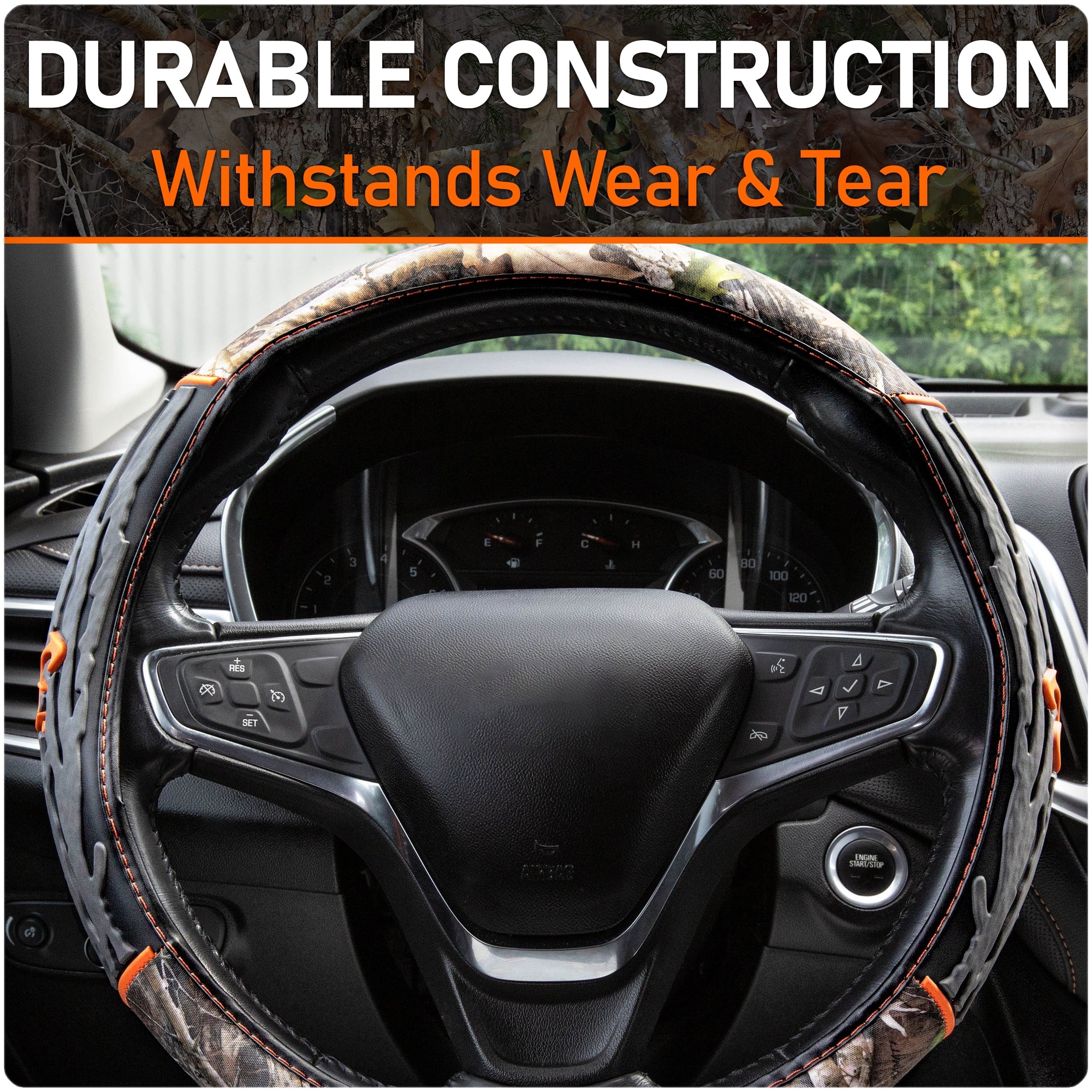 TrueTimber Steering Wheel Cover, Kanati Camo with Orange Accent